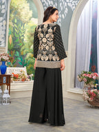 Anaita Black Heavy Embroidered Faux Georgette Stitched Plazzo Suit | Grocsy