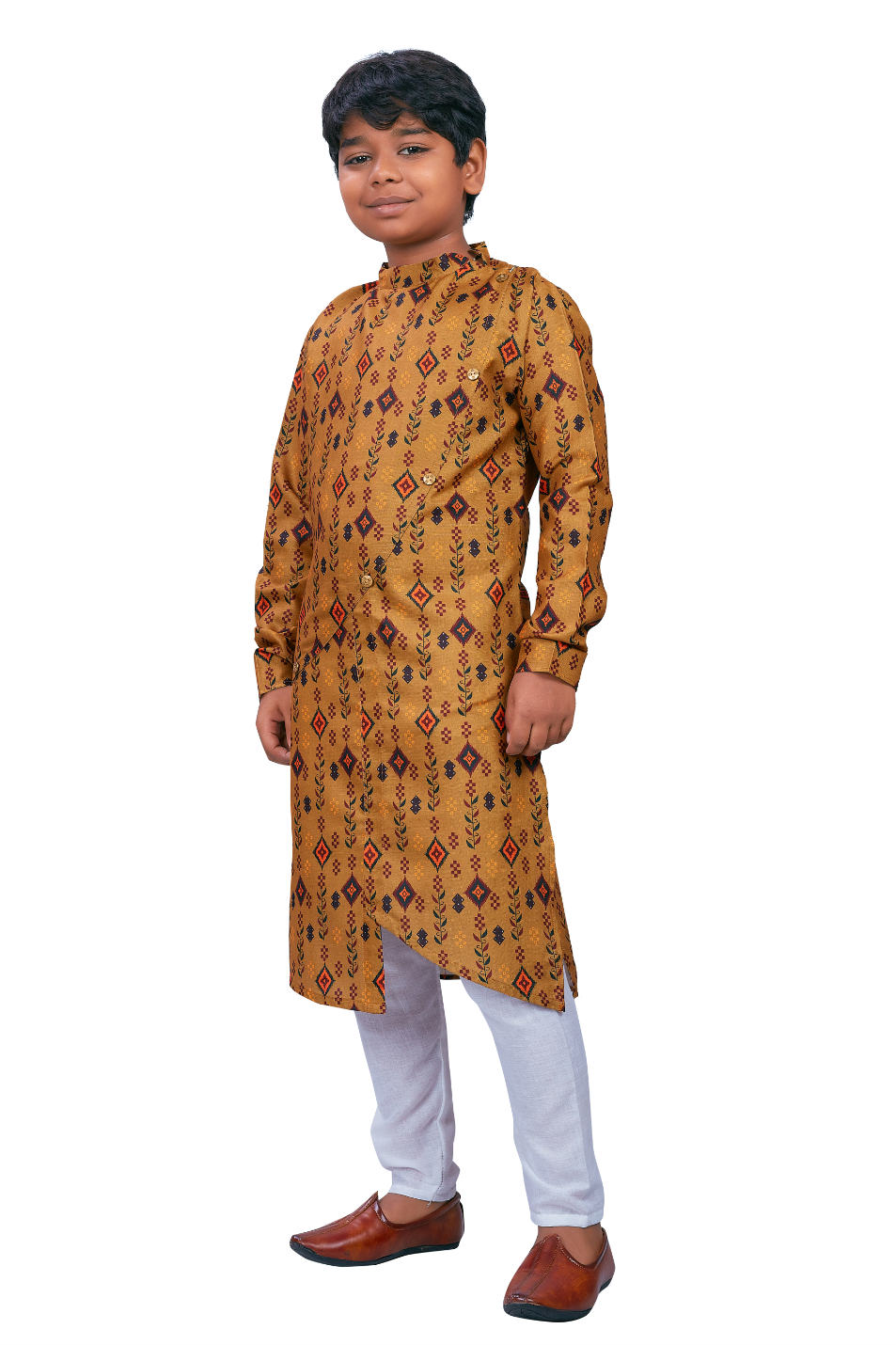 DEIANA'S Casual Designer Kurta Pyjama Set For Boys And kids (Brown With Multicolor) | Grocsy