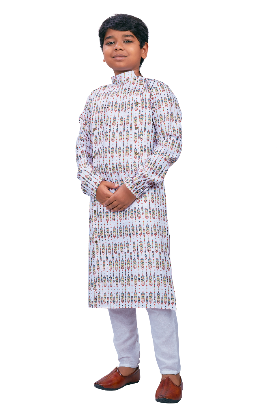 DEIANA'S Casual Designer Kurta Pyjama Set For Boys And kids (White With Multicolor) | Grocsy