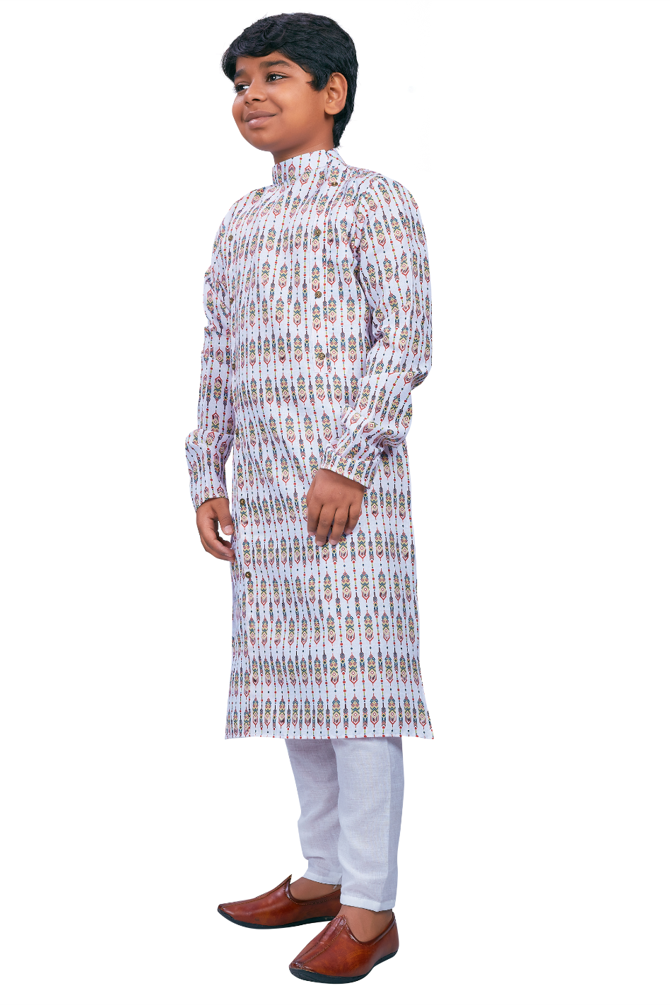 DEIANA'S Casual Designer Kurta Pyjama Set For Boys And kids (White With Multicolor) | Grocsy