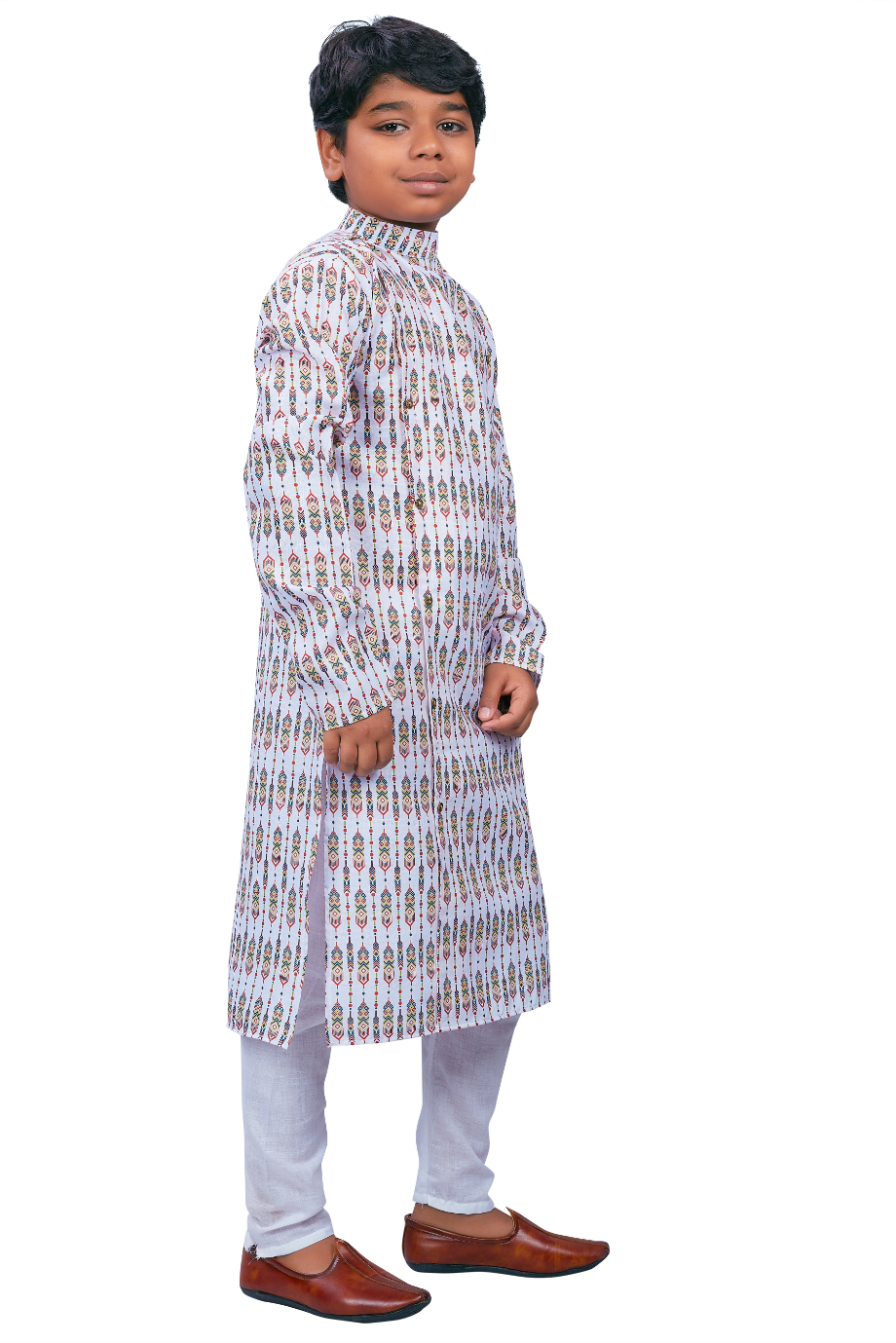 DEIANA'S Casual Designer Kurta Pyjama Set For Boys And kids (White With Multicolor) | Grocsy