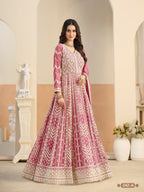 Anaita Pink Heavy Embroidered Faux Georgette Anarkali Suit With Salwar | Grocsy