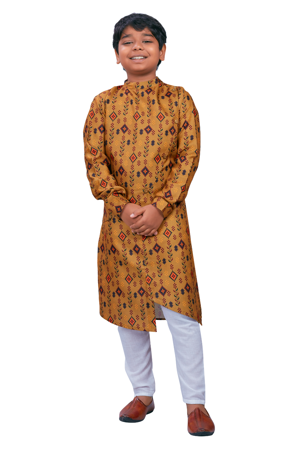 DEIANA'S Casual Designer Kurta Pyjama Set For Boys And kids (Brown With Multicolor) | Grocsy