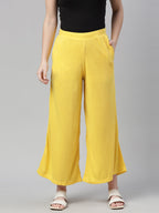 Souchii Women Yellow Knitted Palazzos | Grocsy