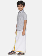 Sethukrishna Boys Grey & White Shirt with Dhoti | Grocsy