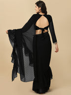Sangria Black Geometric Woven Design Saree | Grocsy