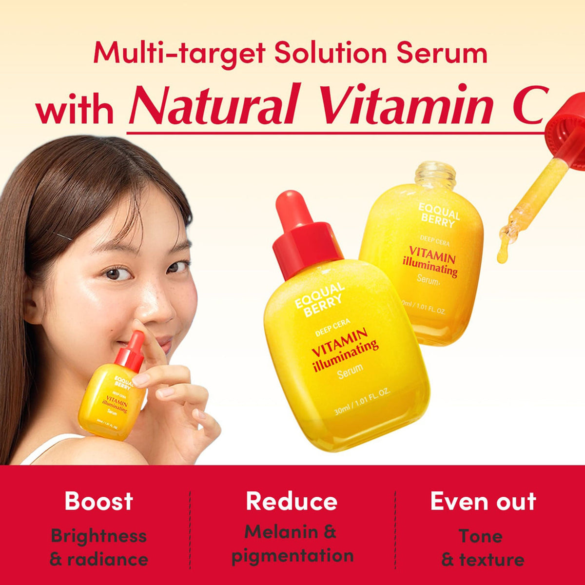 Eqqualberry Vitamin C Face Serum – Niacinamide & Ceramides, Brightening & Hydrating | Grocsy