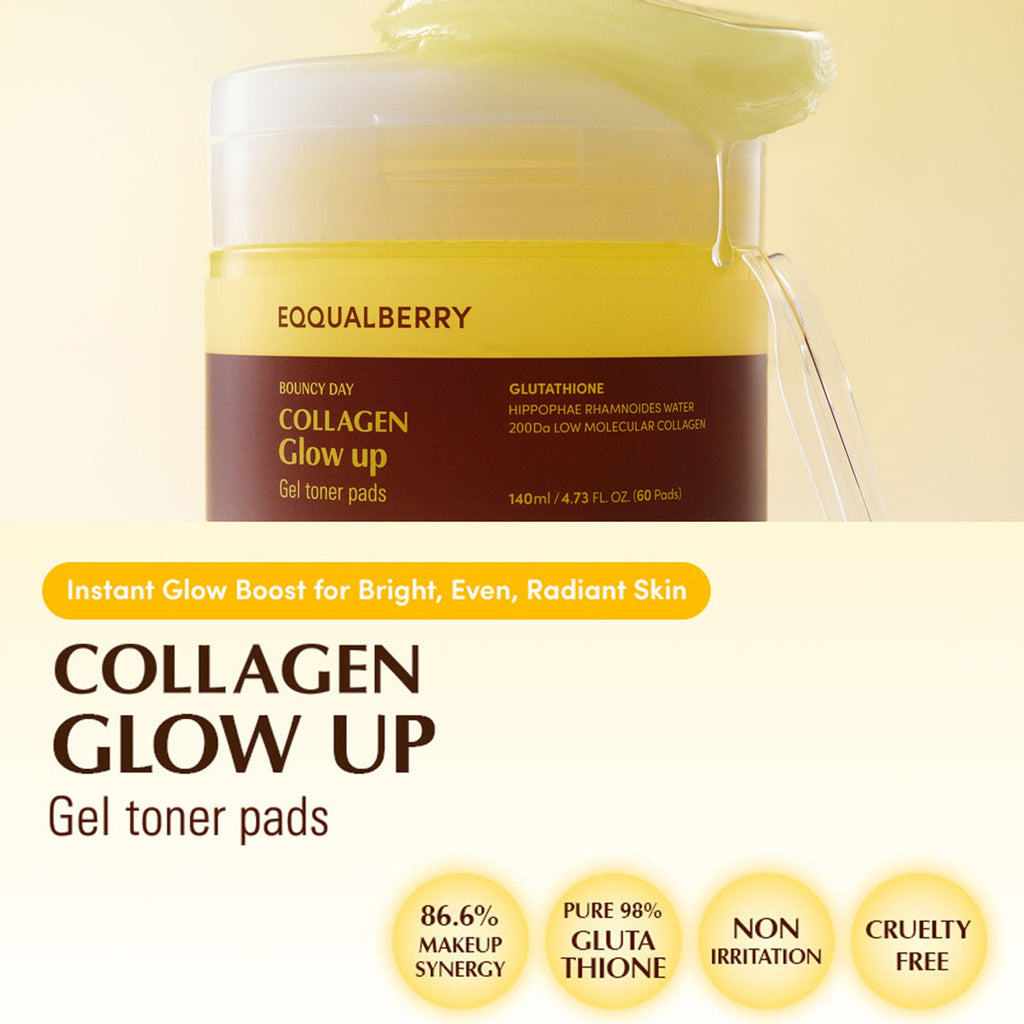 Eqqualberry Collagen Glow-Up Gel Pads – Sea Buckthorn, Brightening & Even-Toned Skin | Grocsy