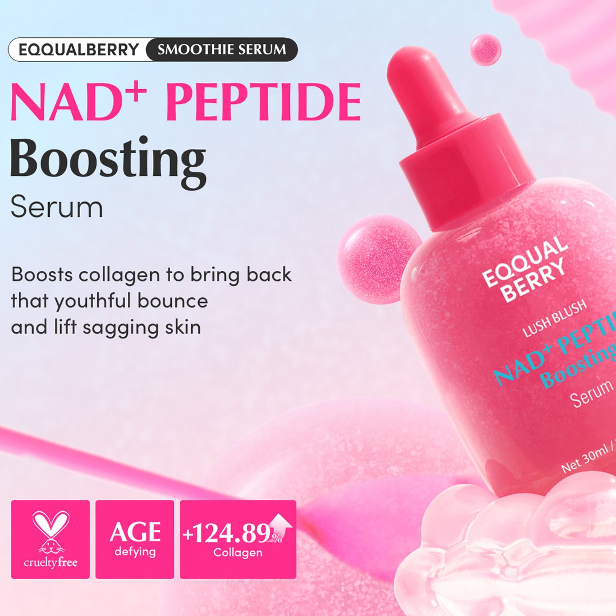 Eqqualberry NAD+ Peptide Boosting Serum – Anti-Aging & Plumping Effect | Grocsy