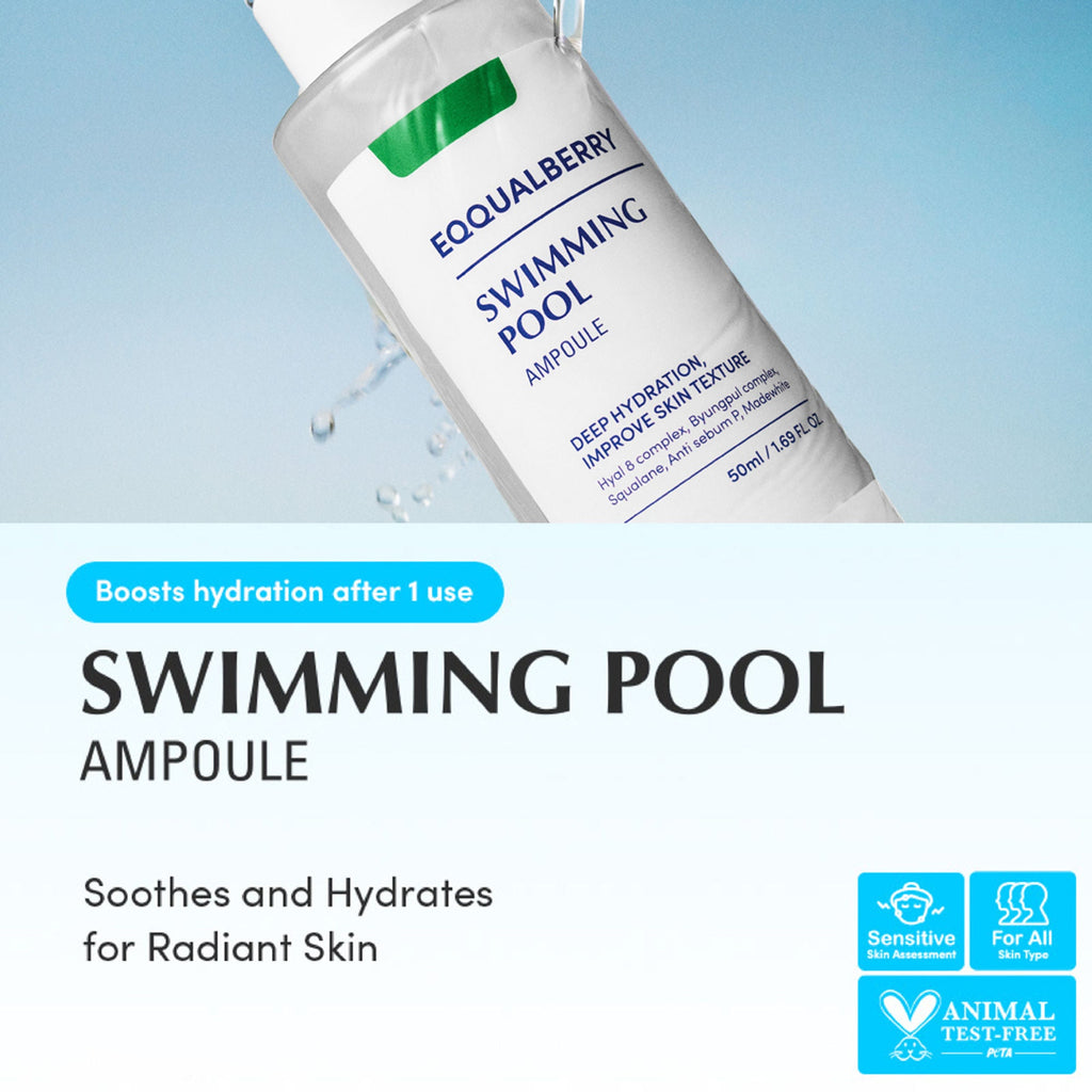 Eqqualberry Swimming Pool Hydrating Ampoule – Glass Skin, 5 Berry Complex & Hyaluronic Acid | Grocsy