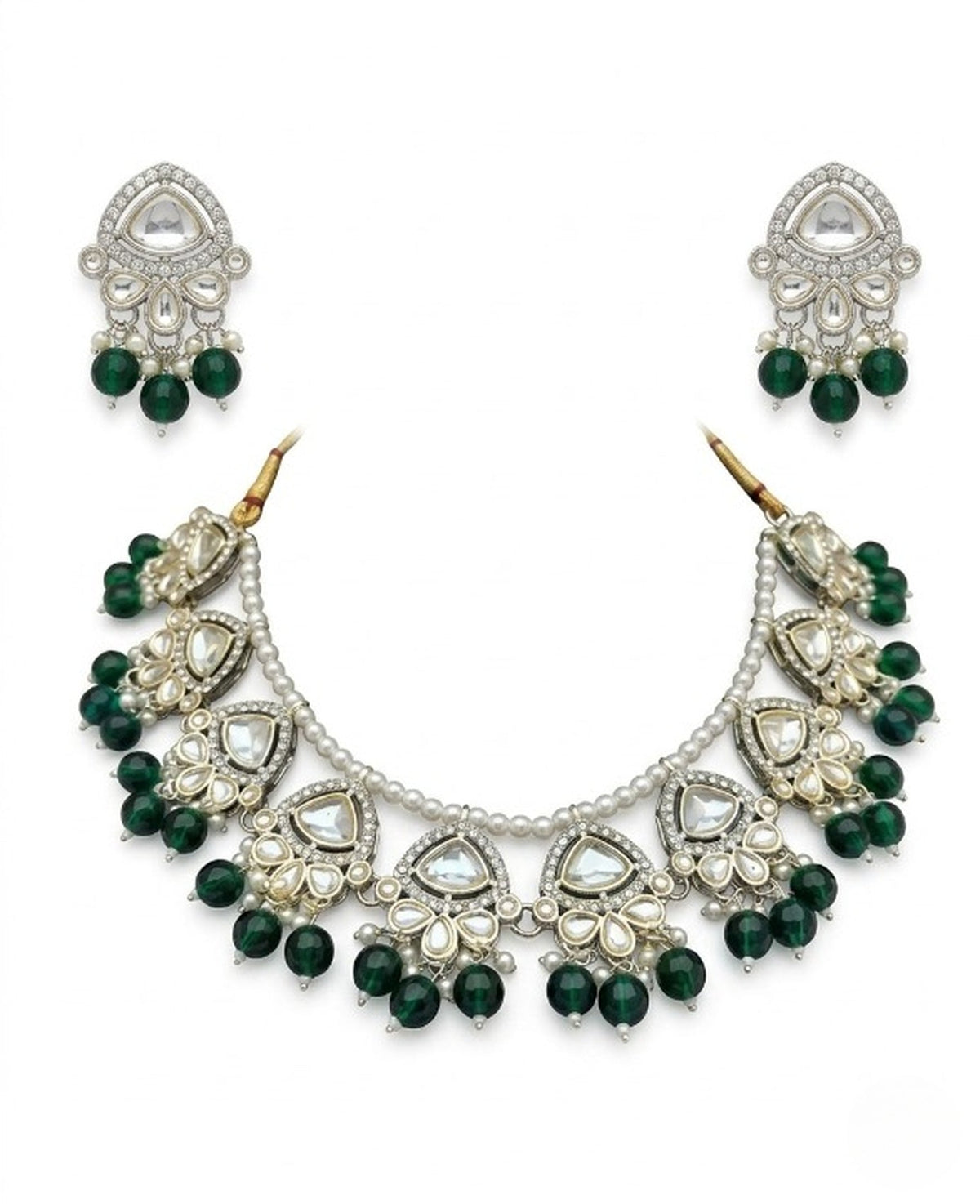 Jewel City Exquisite Kundan Pearl Necklace Set: Gold-Plated Traditional Jewelry for Wedding | Grocsy