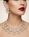 Jewel City Exquisite Kundan Pearl Necklace Set: Gold-Plated Traditional Jewelry for Wedding | Grocsy