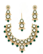 Jewel City undan Gold-Plated Emerald Green Pearl Choker Necklace Set | Indian Ethnic Bridal Wedding Jewellery | Handcrafted | Grocsy