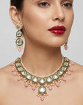 Jewel City undan Gold-Plated Pink Pearl Choker Necklace Set | Indian Ethnic Bridal Wedding Jewellery | Handcrafted | Grocsy