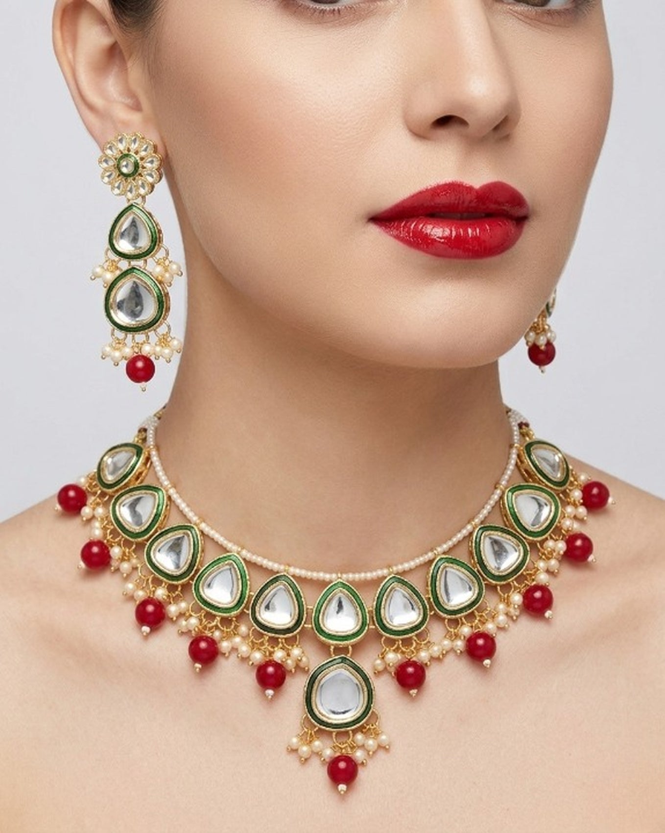 Jewel City undan Gold-Plated Pearl Choker Necklace Set | Indian Ethnic Bridal Wedding Jewellery | Handcrafted | Grocsy