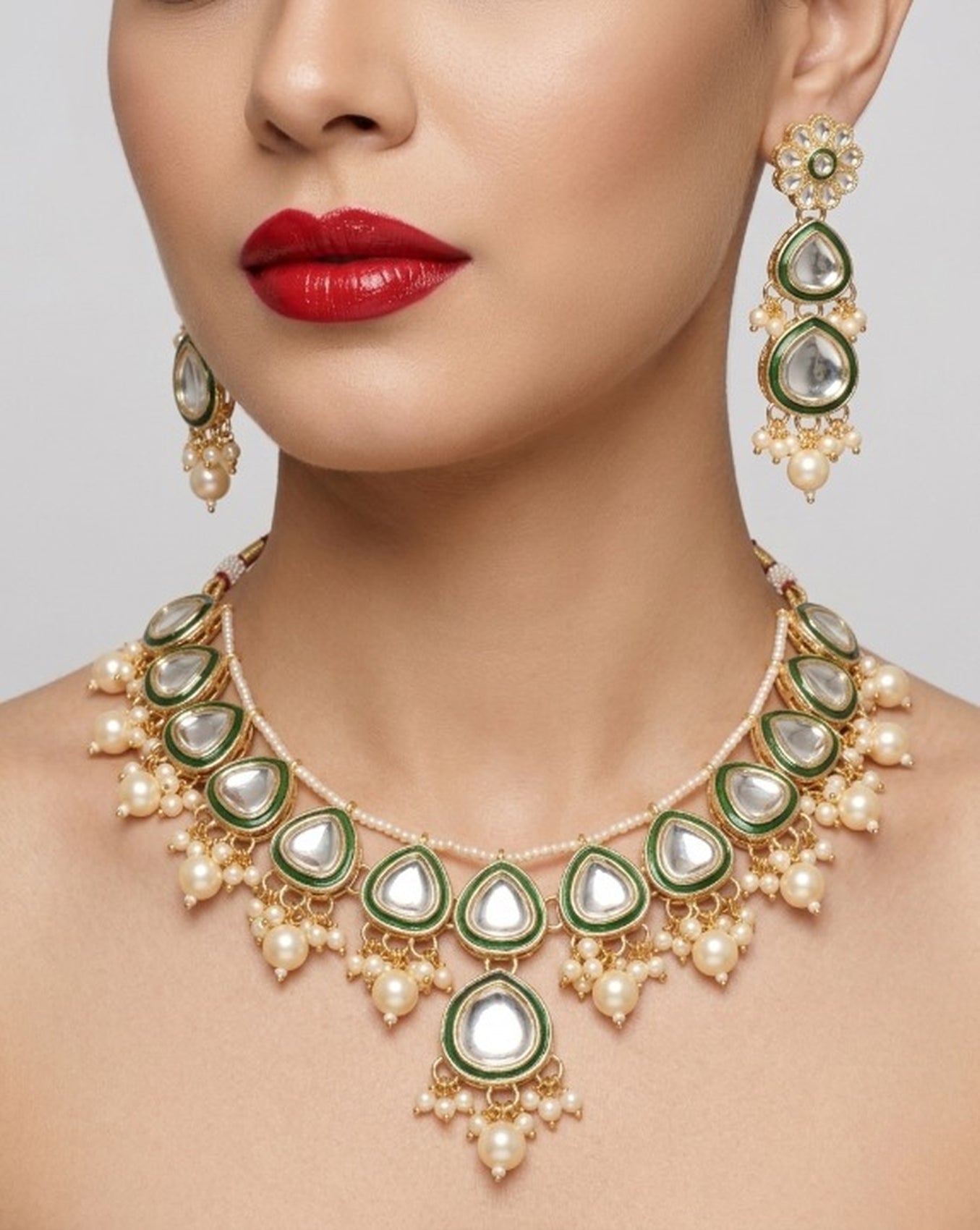 Jewel City undan Gold-Plated Pearl Choker Necklace Set | Indian Ethnic Bridal Wedding Jewellery | Handcrafted | Grocsy