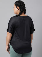 MKH Plus Size Relaxed Fit Typography Printed Drop Shoulder Sleeves Dri-Fit Sports T-shirt | Grocsy