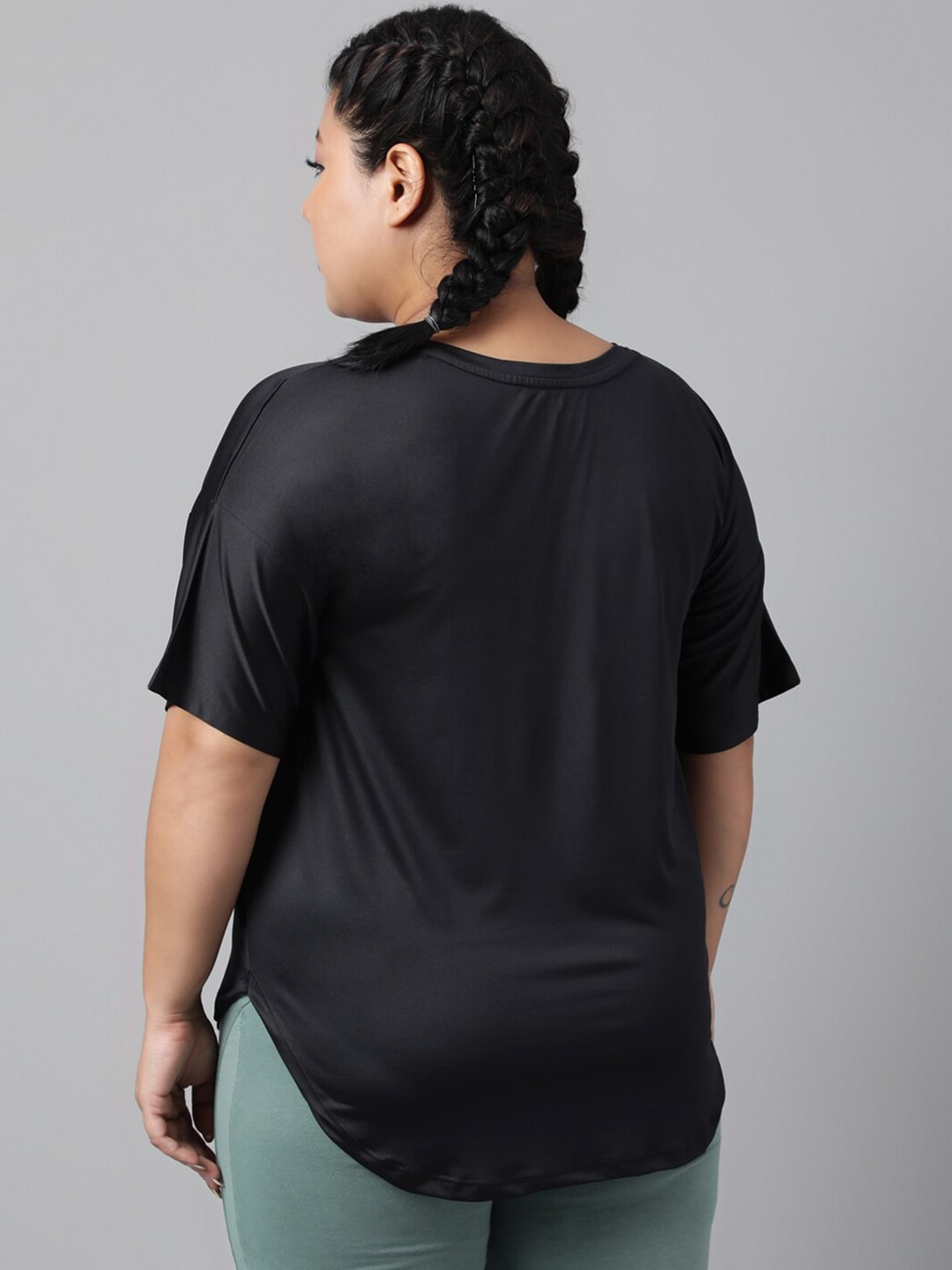MKH Plus Size Relaxed Fit Typography Printed Drop Shoulder Sleeves Dri-Fit Sports T-shirt | Grocsy