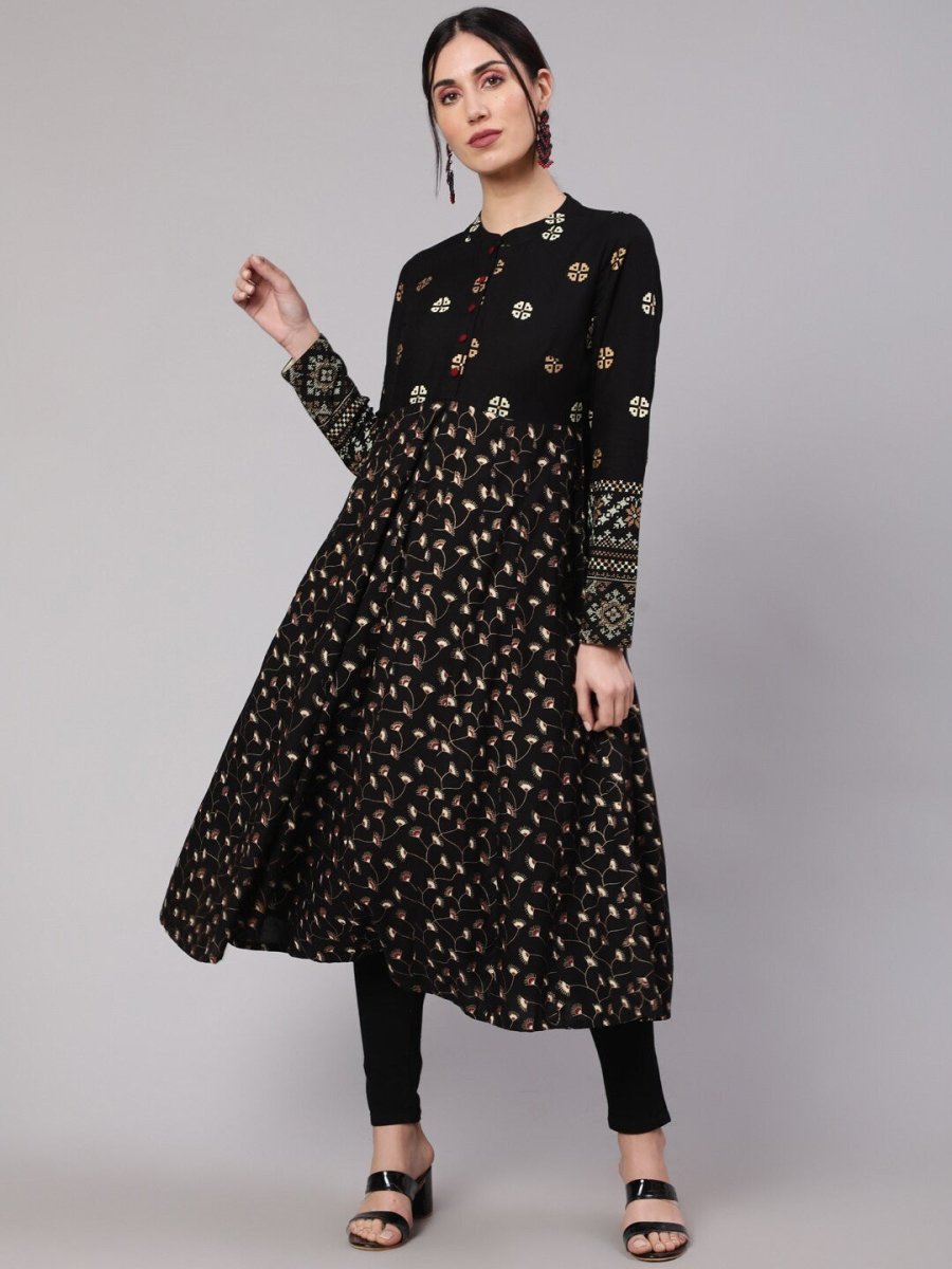 Aks Floral Printed Anarkali Kurta | Grocsy