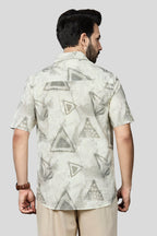 Xkind Light Green Cotton Slub Printed Shirt | Grocsy
