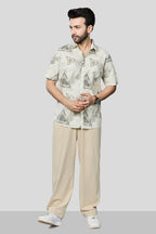 Xkind Light Green Cotton Slub Printed Shirt | Grocsy