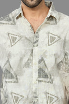 Xkind Light Green Cotton Slub Printed Shirt | Grocsy