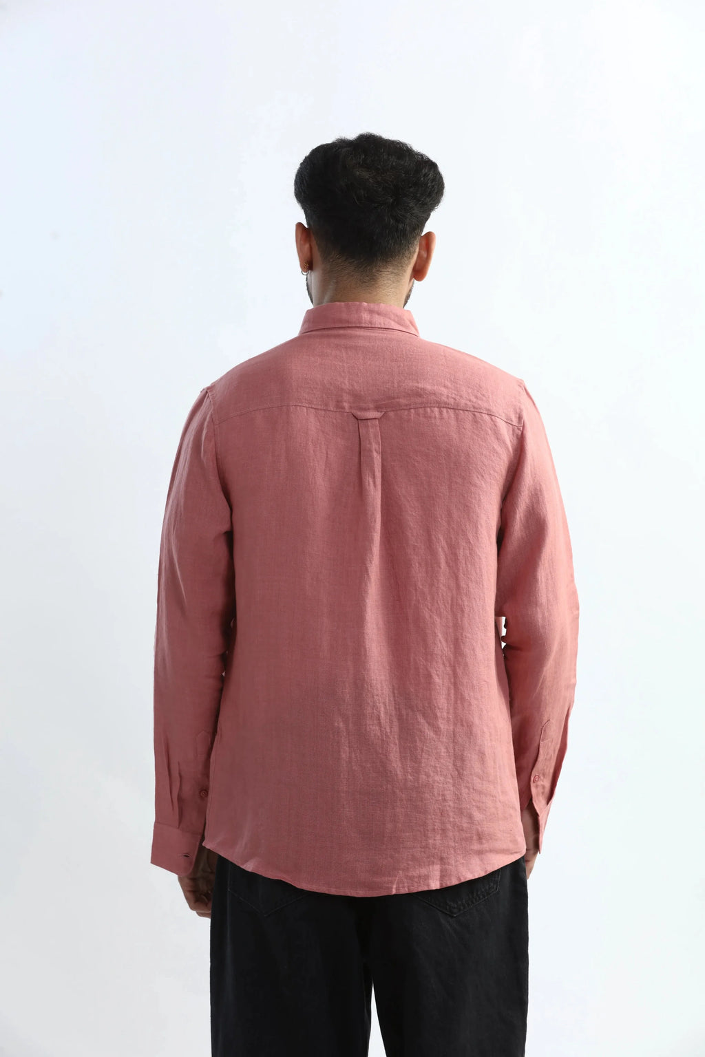 Xkind 100% Pure Linen Soft Peach Button Down Casual Shirt | Grocsy