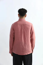 Xkind 100% Pure Linen Soft Peach Button Down Casual Shirt | Grocsy