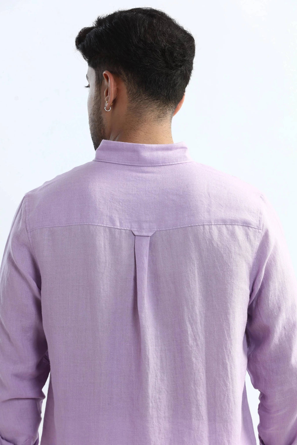 Xkind 100% Pure Linen Lavender Button Down Casual Shirt | Grocsy