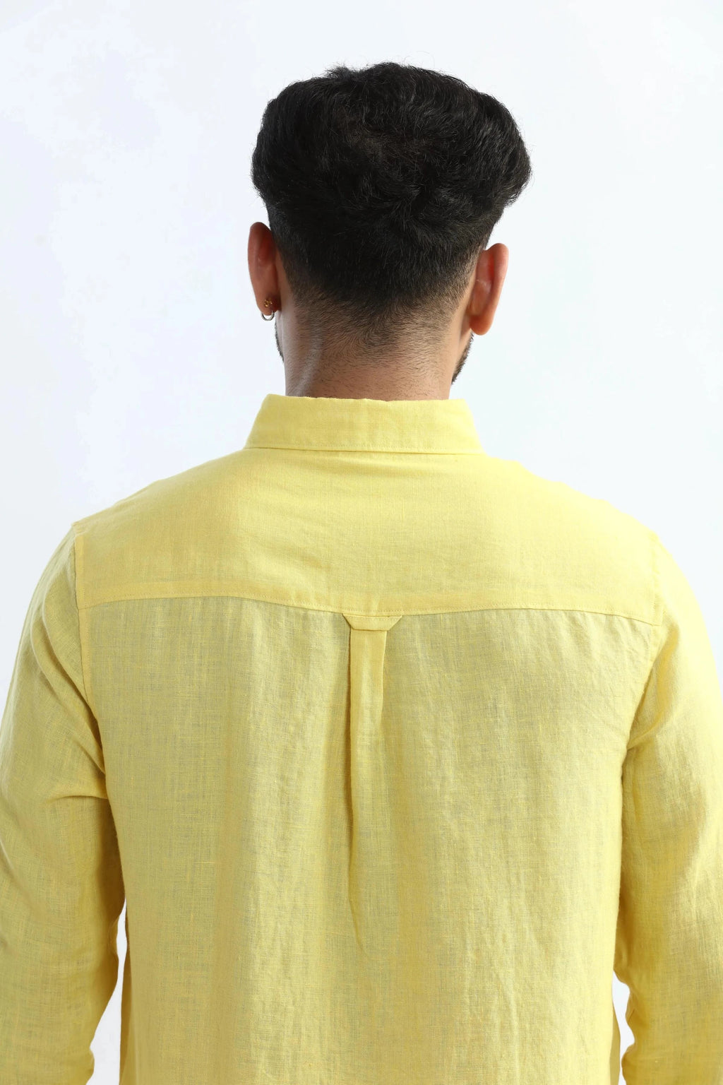 Xkind 100% Pure Linen Buttercup Yellow Button Down Casual Shirt | Grocsy