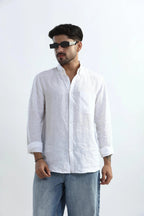 Xkind 100% Pure Linen White Button Down Casual Shirt | Grocsy