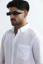 Xkind 100% Pure Linen White Button Down Casual Shirt | Grocsy