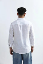 Xkind 100% Pure Linen White Button Down Casual Shirt | Grocsy
