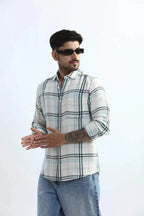 Xkind Blue Checks Regular Fit Shirt | Grocsy