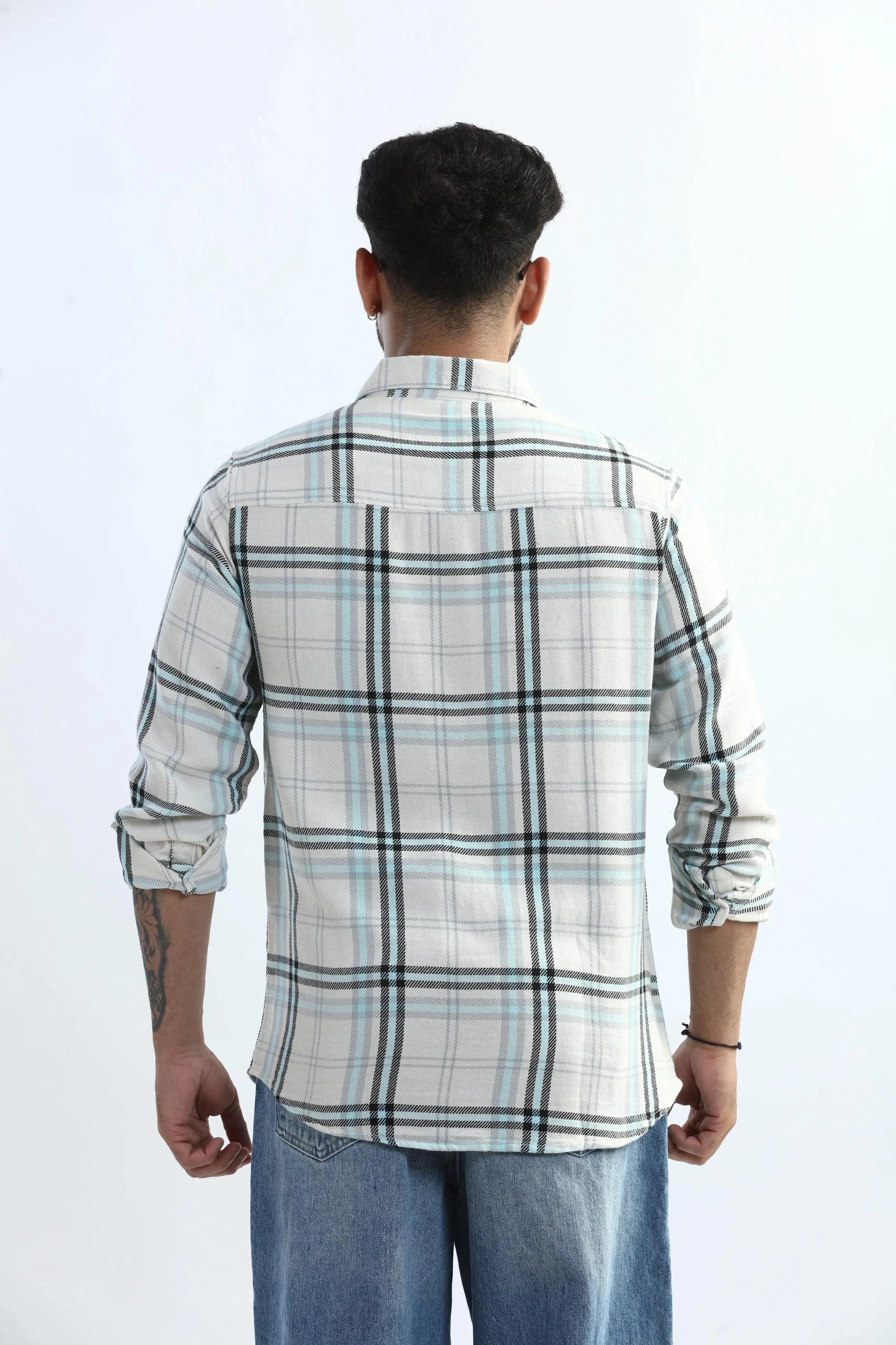 Xkind Blue Checks Regular Fit Shirt | Grocsy