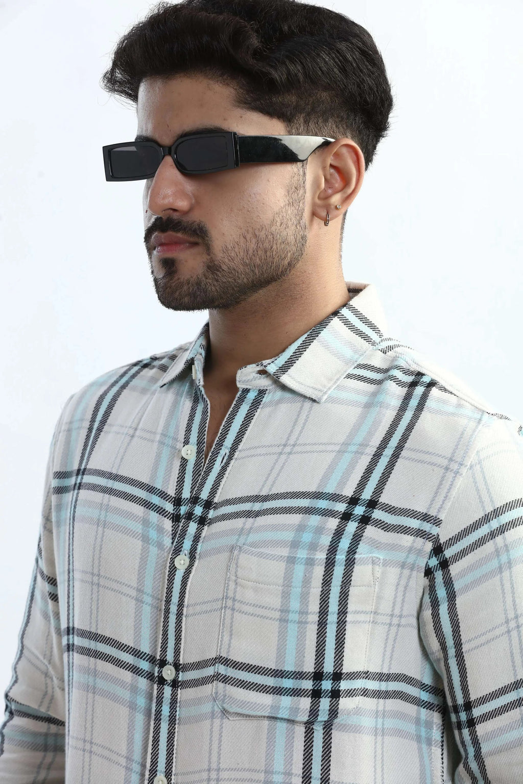 Xkind Blue Checks Regular Fit Shirt | Grocsy