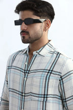 Xkind Blue Checks Regular Fit Shirt | Grocsy
