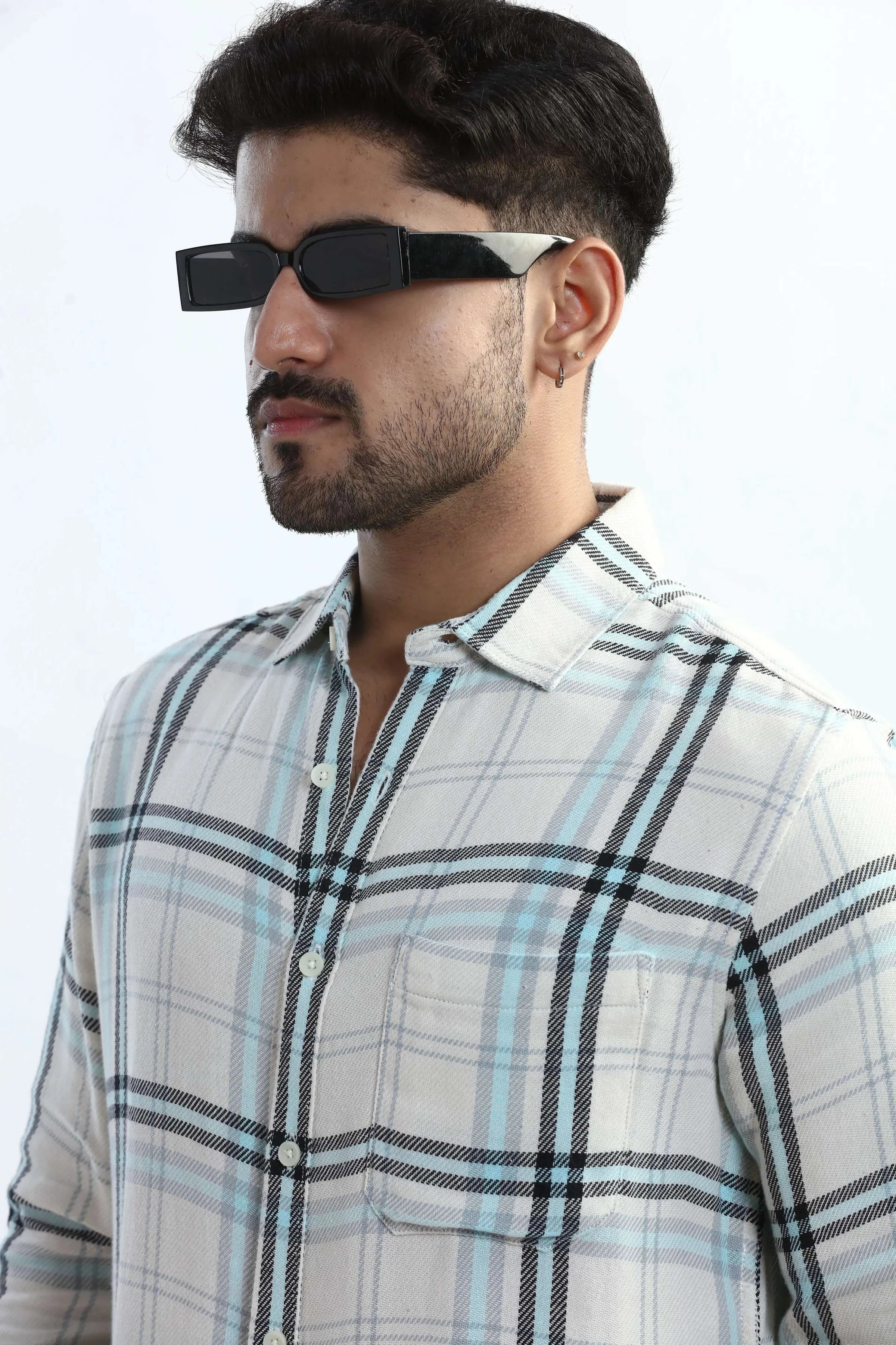 Xkind Blue Checks Regular Fit Shirt | Grocsy