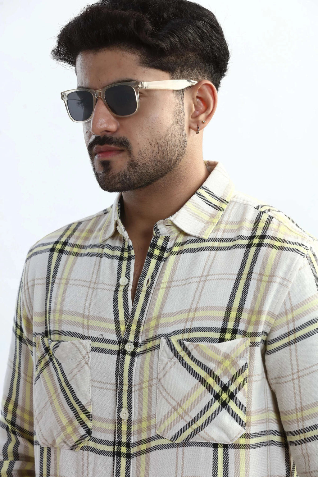 Xkind Yellow Checks Regular Fit Shirt | Grocsy