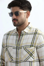 Xkind Yellow Checks Regular Fit Shirt | Grocsy