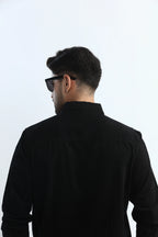 Xkind Men's Black Fine Corduroy Regular Fit Shirt | Grocsy