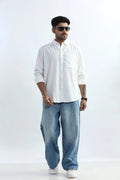 Xkind Men's White Corduroy Regular Fit Shirt | Grocsy