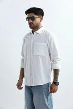 Xkind Men's White Corduroy Regular Fit Shirt | Grocsy