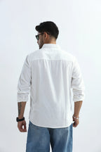 Xkind Men's White Corduroy Regular Fit Shirt | Grocsy