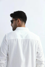 Xkind Men's White Corduroy Regular Fit Shirt | Grocsy