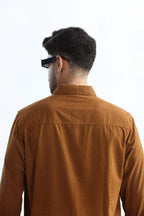 Xkind Men's Mustard Fine Corduroy Regular Fit Shirt | Grocsy