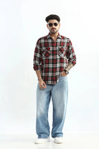 Xkind Red Checks Regular Fit Shirt | Grocsy