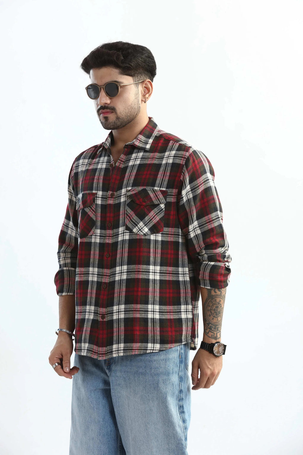 Xkind Red Checks Regular Fit Shirt | Grocsy
