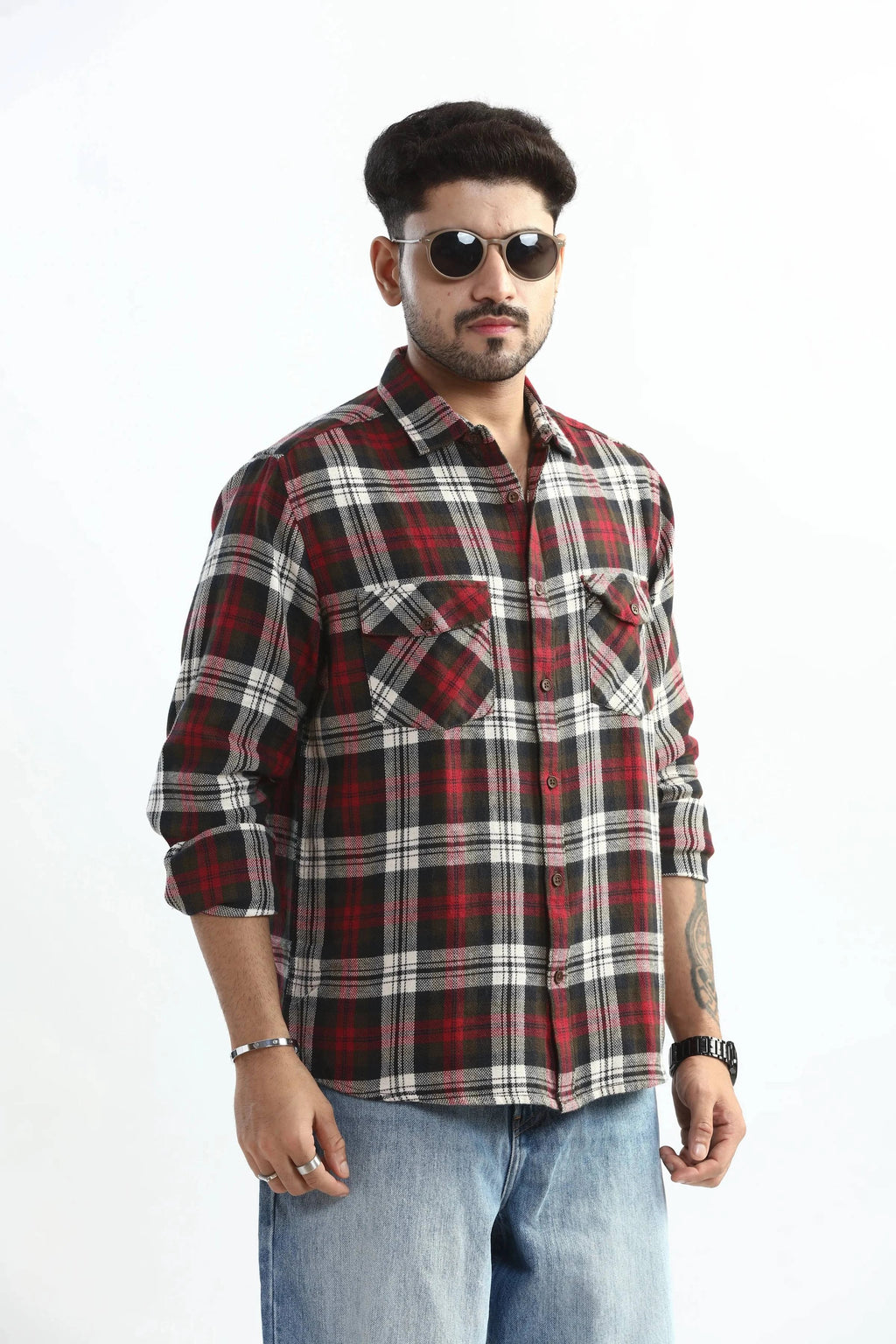 Xkind Red Checks Regular Fit Shirt | Grocsy