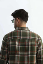 Xkind Mens'S Olive Green Textured Checks Regular Fit Shirt | Grocsy